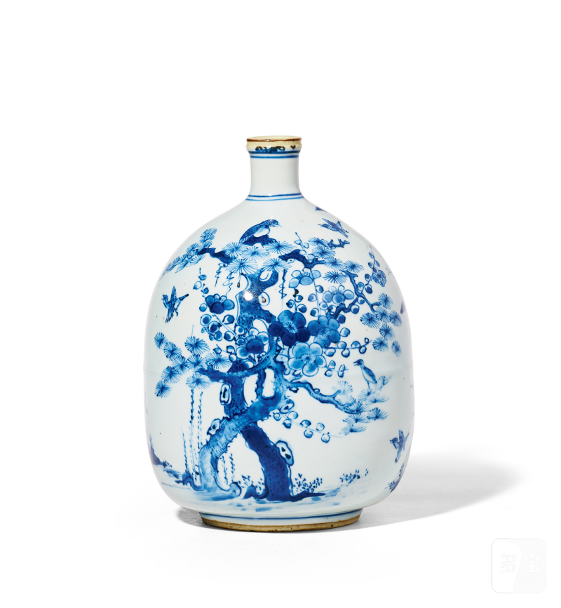 明崇祯 青花喜上眉梢图酒壶